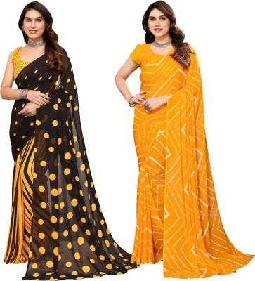 Anand Sarees Printed Bollywood Georgette Saree(Pack of 2, Multicolor)