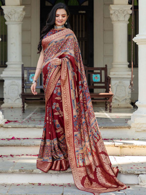 Tasrika Printed Chinnalapattu Viscose Rayon Saree(Maroon)