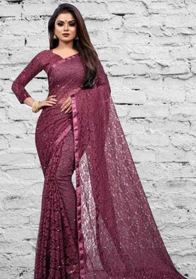 Fashion Nexa Printed Bollywood Brasso Saree(Purple)