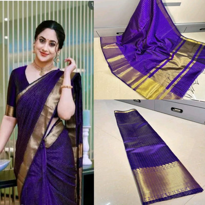 MJAfabric Woven Banarasi Art Silk Saree(Blue)