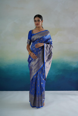 Dori Self Design Kanjivaram Silk Blend Saree(Blue)