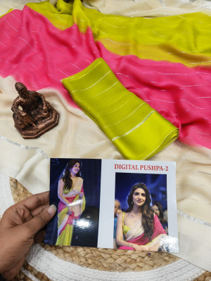 Classy Foriever Woven Bollywood Georgette Saree(Pack of 2, Yellow)