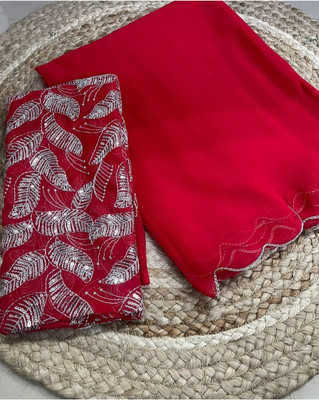 Jay Gopal Tex Embroidered Mysore Georgette Saree(Red)