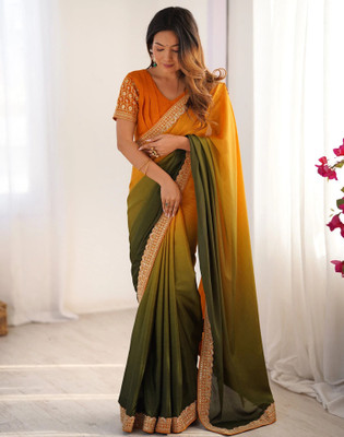 Satrani Embroidered Bollywood Silk Blend Saree(Green)