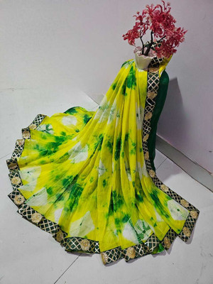 JMD Ent Printed Lucknow Chikankari Chiffon Saree(Light Green)