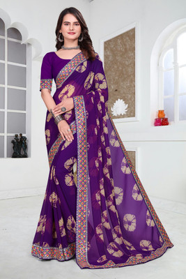 Shree Shyam Creation Printed Bollywood Georgette Saree(Purple)