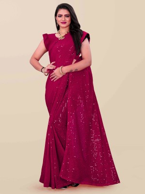 Clemira Embellished Bollywood Georgette Saree(Red)