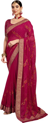 Pranjal Printed Bollywood Georgette Saree(Red)
