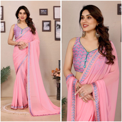 Radha Rani Prints Digital Print Daily Wear Georgette Saree(Pink)
