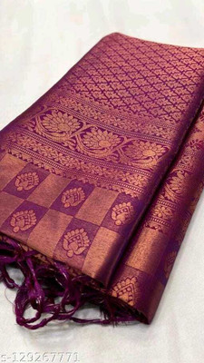 pluze fashion studio Woven Kanjivaram Pure Silk Saree(Multicolor)