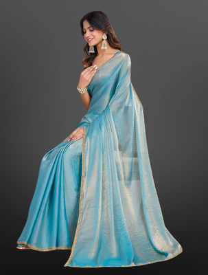 Gajal Self Design Kanjivaram Jimmy choo, Pure Cotton Saree(Light Blue)