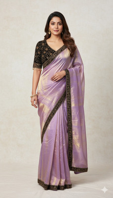 SHREE BHERUNATH FASHION Self Design Bollywood Jimmy choo Saree(Gold)