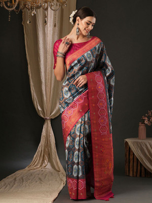 ANOUK Woven Banarasi Silk Blend Saree(Blue)