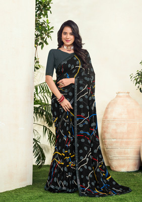 Laxmipati sarees Printed Bollywood Georgette Saree(Black)