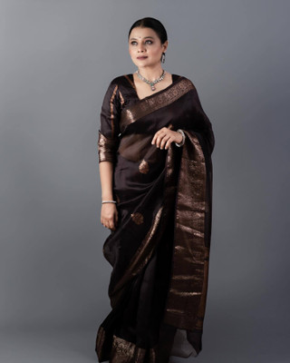 WOMENELEGENCE Embellished Banarasi Pure Silk Saree(Black)