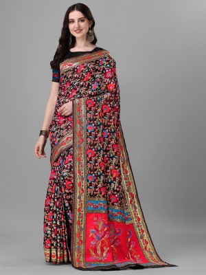 NILHARI Woven Bollywood Cotton Blend Saree(Black)