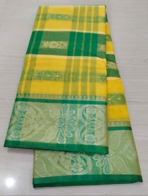 sourav biswas Self Design Tant Pure Cotton Saree(Yellow, Green)