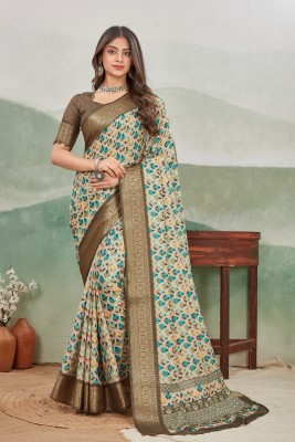 Dharmata Enterprise Digital Print Bollywood Viscose Rayon Saree(Light Blue)