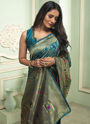 Shoponbit Self Design Banarasi Pure Silk Saree(Light Green)
