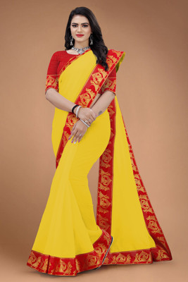 Volmina Self Design Chanderi Cotton Blend Saree(Yellow)
