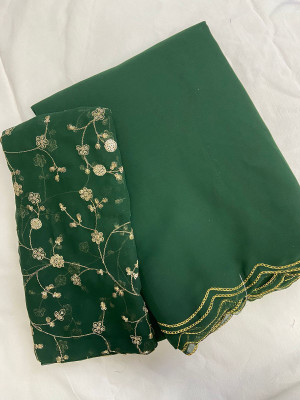 CLICKTHEMALL Self Design Bollywood Georgette Saree(Green)