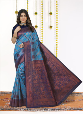Perfect Wear Self Design Banarasi Cotton Silk, Jacquard Saree(Multicolor)