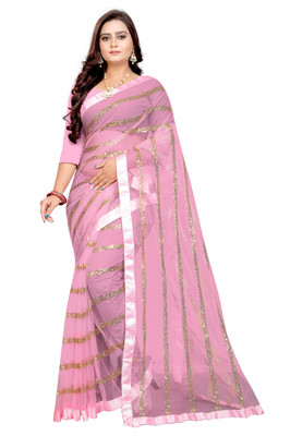 SFCS Embellished Bollywood Net Saree(Pink)