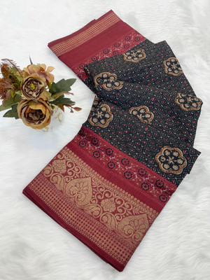 Julee Printed Daily Wear Silk Blend Saree(Multicolor)