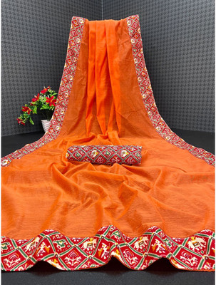 manish Self Design Mysore Pure Cotton Saree(Orange)