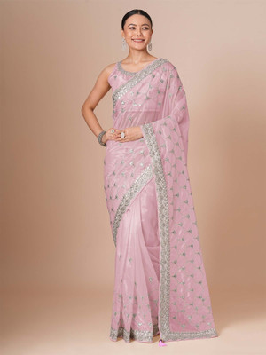 Sareemall Embellished Bollywood Net Saree(Pink)