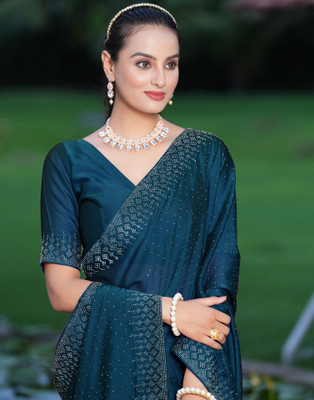 Satrani Self Design Bollywood Georgette Saree(Dark Blue)