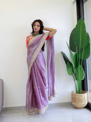 Divastri Embroidered Bollywood Jimmy choo Saree(Purple)