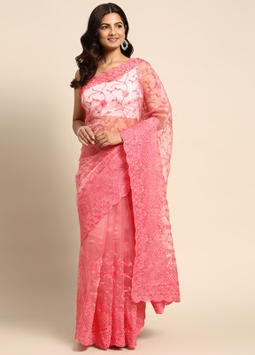 Divastri Embroidered Bollywood Organza Saree(Red)