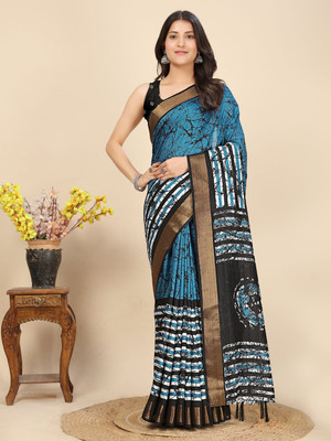 HouseOfCommon Dyed Handloom Art Silk Saree(Blue)