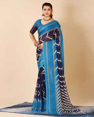 Virendra Textile Floral Print Bollywood Chiffon Saree(Multicolor)