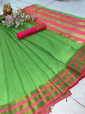 HITESH ENTERPRISE Self Design Daily Wear Cotton Silk Saree(Light Green)