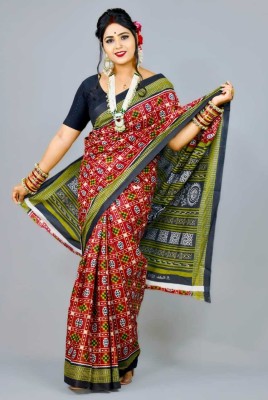 sareeonline Printed Sambalpuri Cotton Silk Saree(Multicolor)