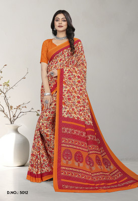 Vimla Printed Daily Wear Crepe Saree(Orange)