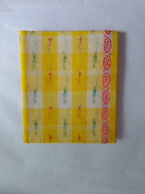 SHREE GANESH COLLECTION Checkered, Solid/Plain Tant Cotton Silk Saree(Yellow)