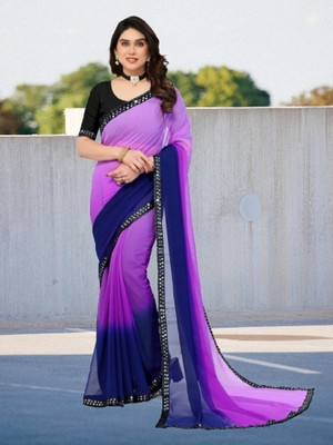 NESHVI ENTERPRISE Ombre Bollywood Georgette Saree(Purple)