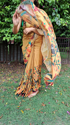 Munmun pradhan Self Design Bollywood Tussar Silk Saree(Multicolor)