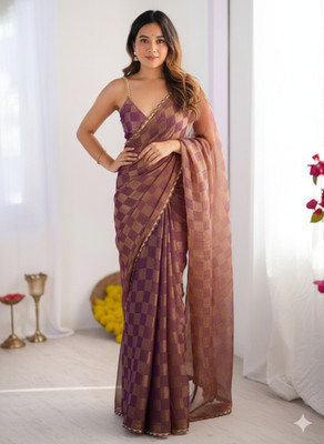 Vragi Embellished Bollywood Chiffon Saree(Purple)