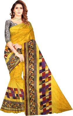 Abl Printed Banarasi Georgette Saree(Yellow)