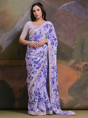 Tasrika Self Design Bollywood Chiffon Saree(Purple)