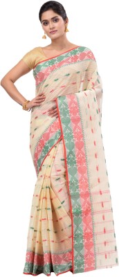 DipDiya Self Design, Embellished, Woven Tant Pure Cotton Saree(Beige)