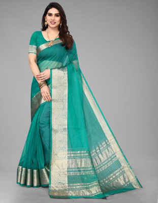 Banaras silk palace Dyed Bollywood Organza Saree(Green)