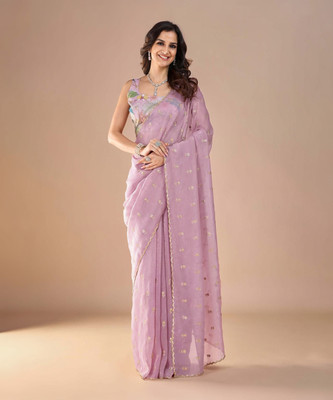 ANOUK Embellished Bollywood Tissue Saree(Pink)