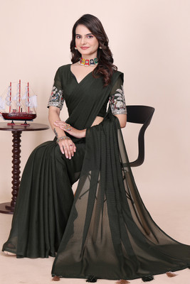 KONICA FAB Embroidered Bollywood Georgette Saree(Light Green)
