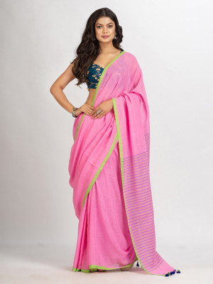 angoshobha Woven Handloom Pure Cotton Saree(Pink)