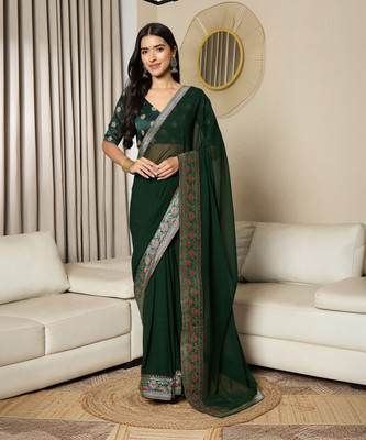 Divastri Embellished Bollywood Georgette Saree(Green)